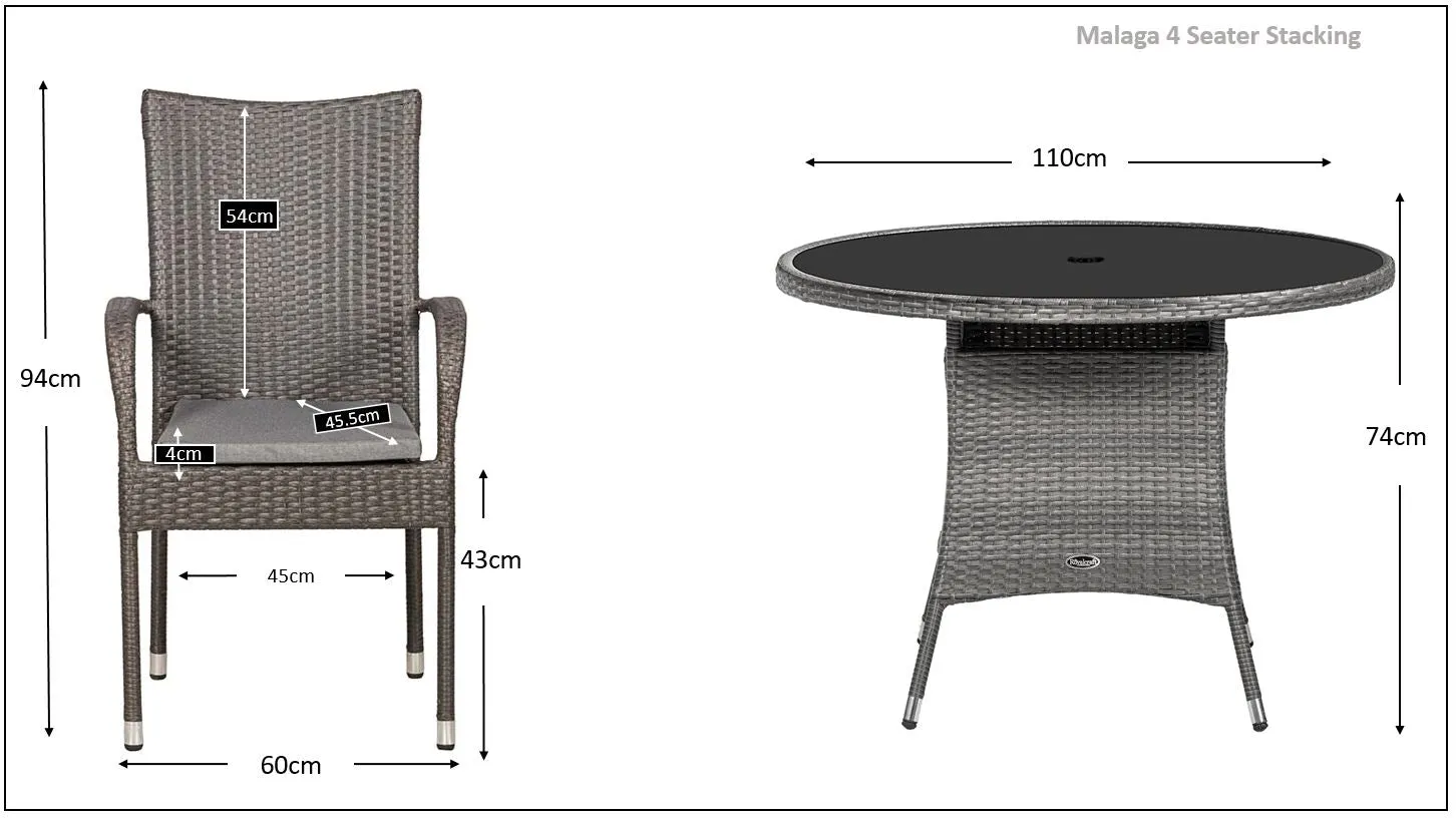 Royalcraft Malaga 4 Seat Stacking Dining Set