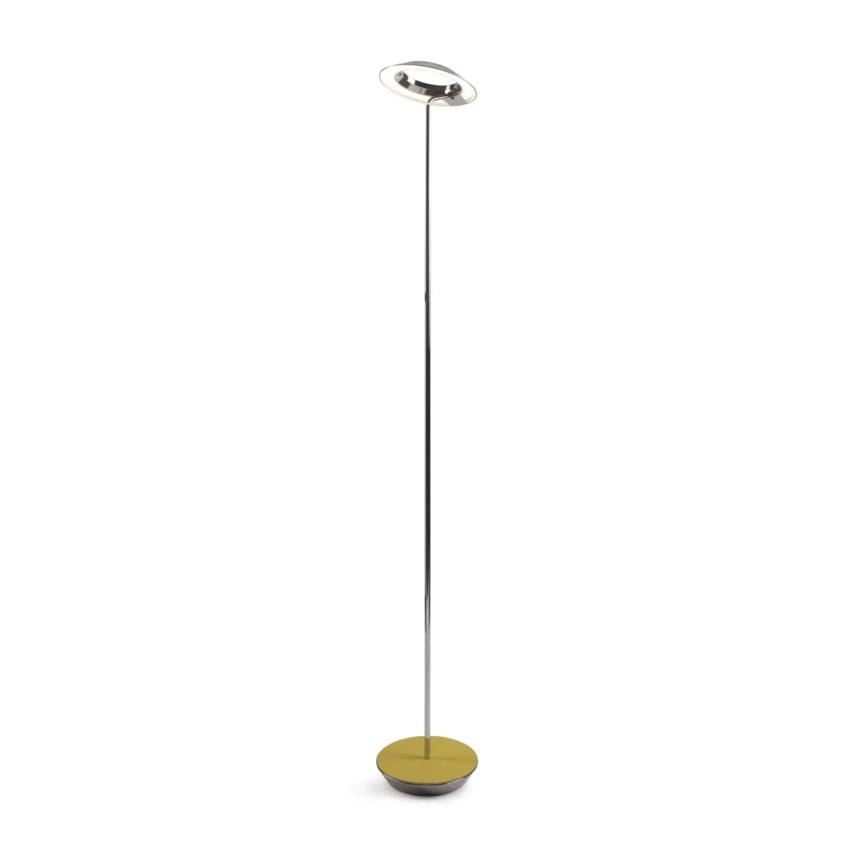 Royyo Chrome with Honeydew Felt Contemporary LED Floor Lamp with USB Port