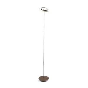 Royyo Chrome with Oiled Walnut Contemporary LED Floor Lamp with USB Port