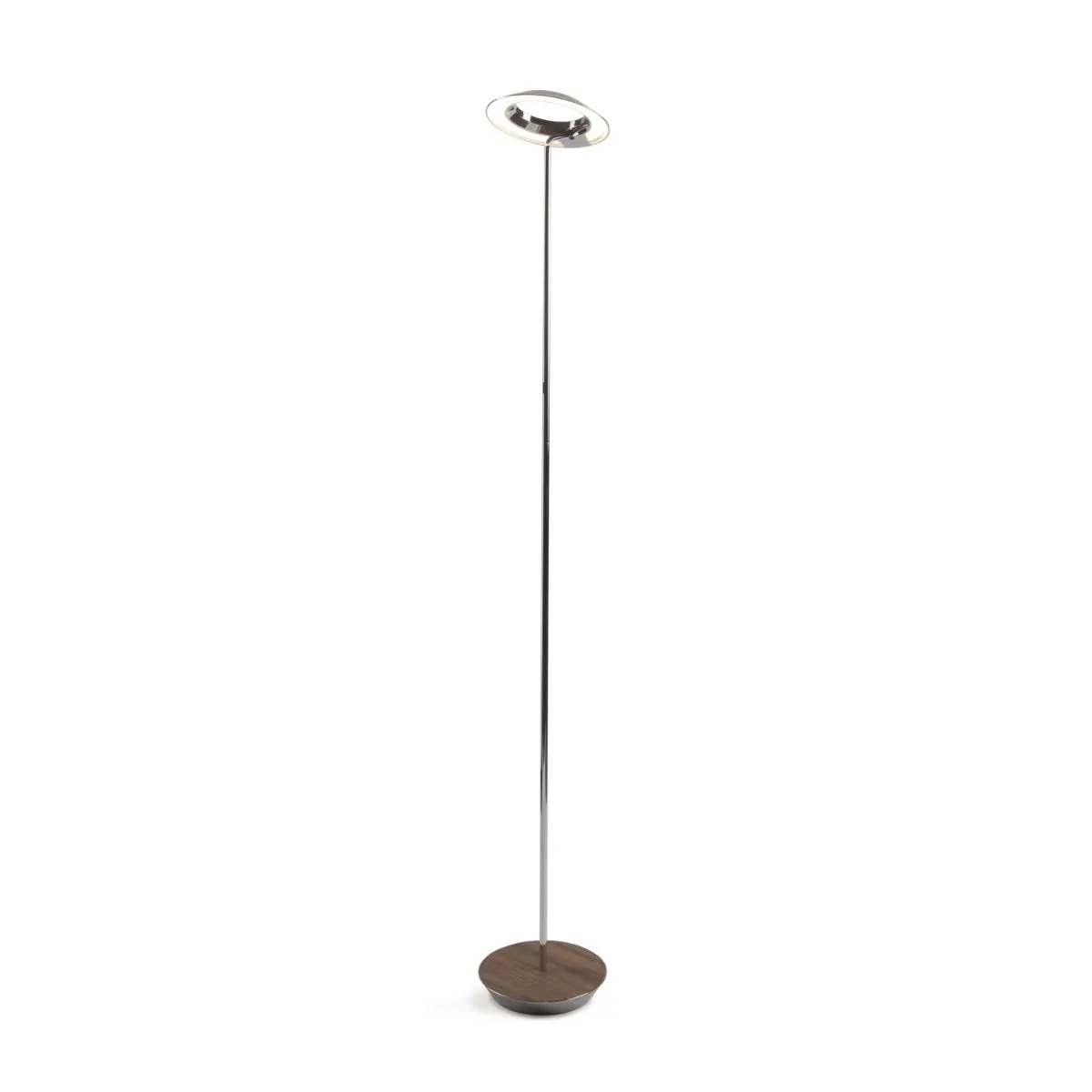 Royyo Chrome with Oiled Walnut Contemporary LED Floor Lamp with USB Port