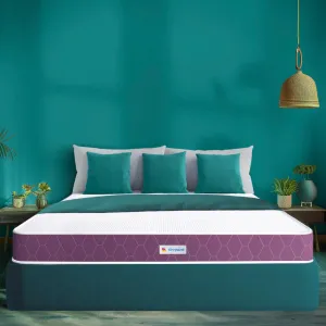 Sleepwell Ortho Mattress | Quilted | 6-inch Queen Bed Size, Impressions Memory Foam, Medium Firm Mattress(Purple, 78x60X6)