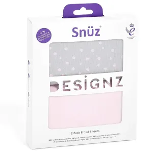Snuz Crib Fitted Sheets - Pack of 2 (Rose Spot)