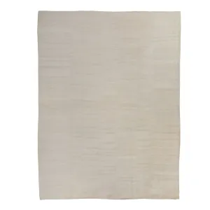 Solid White Turkish Flatweave Wool Rug - 9'3" x 12'2"