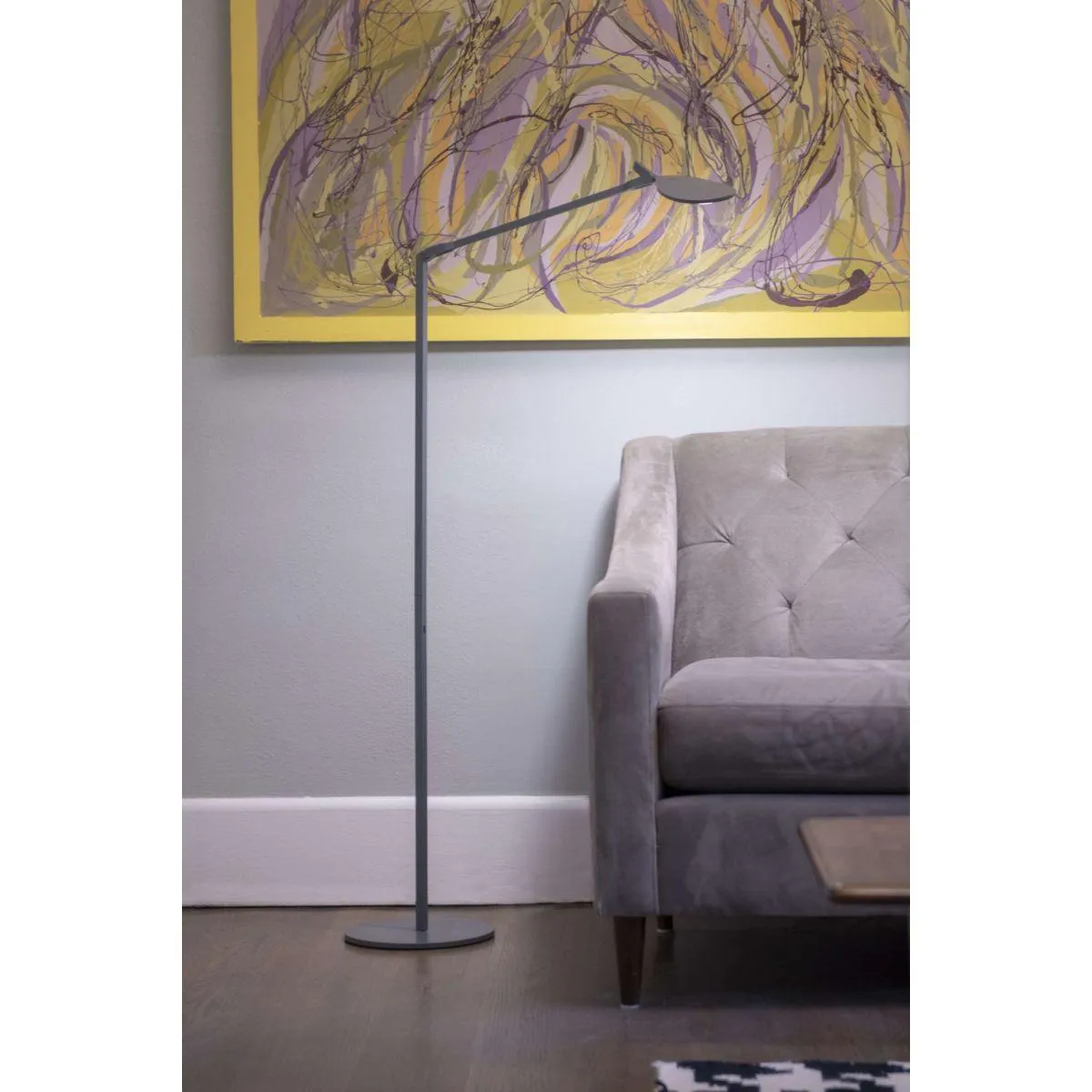 Splitty Silver Contemporary LED Floor Lamp with USB Port