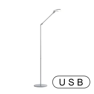 Splitty Silver Contemporary LED Floor Lamp with USB Port