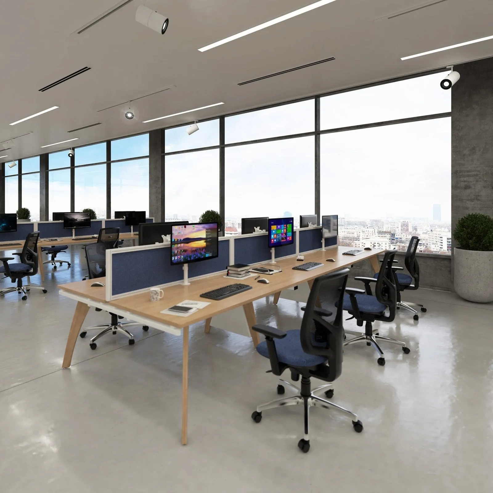 Straight fabric desktop screen blue fabric