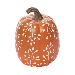 Tall Orange Leaf Pumpkin Figurine