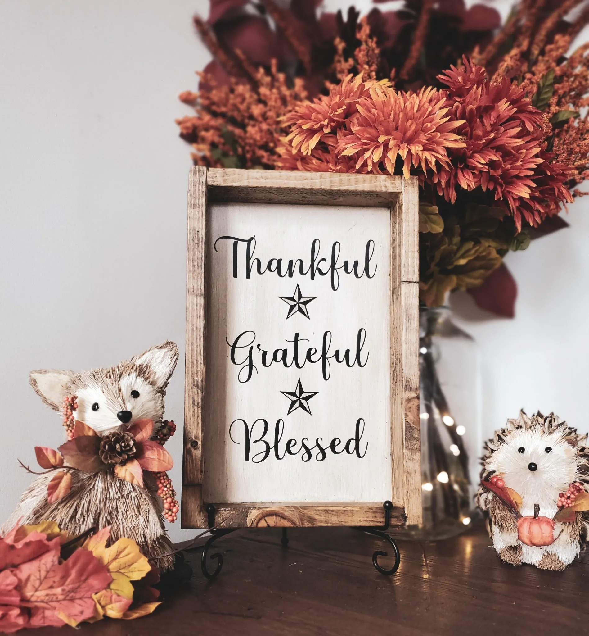 Thankful, Grateful, Blessed Autumn Decor Sign