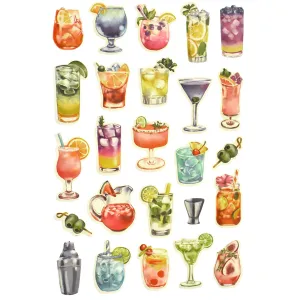 Tropical Drinks Puffy 3D Sticker Sheet, 1-1/4-Inch, 25-Piece