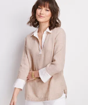 Vineyard Vines Women's Contrast Linen Lucaya Tunic - Crossdye Sand