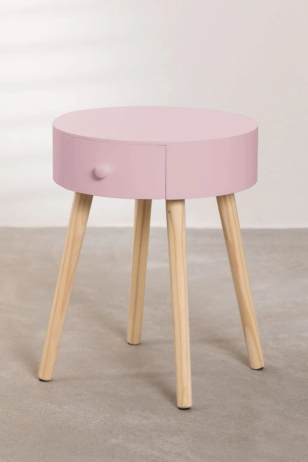 WoodenZone Side Table, Round End Table with Storage, Modern Mid Century Coffee Table,home décor furniture Small Round Side Table for Living Room Bedroom-pink