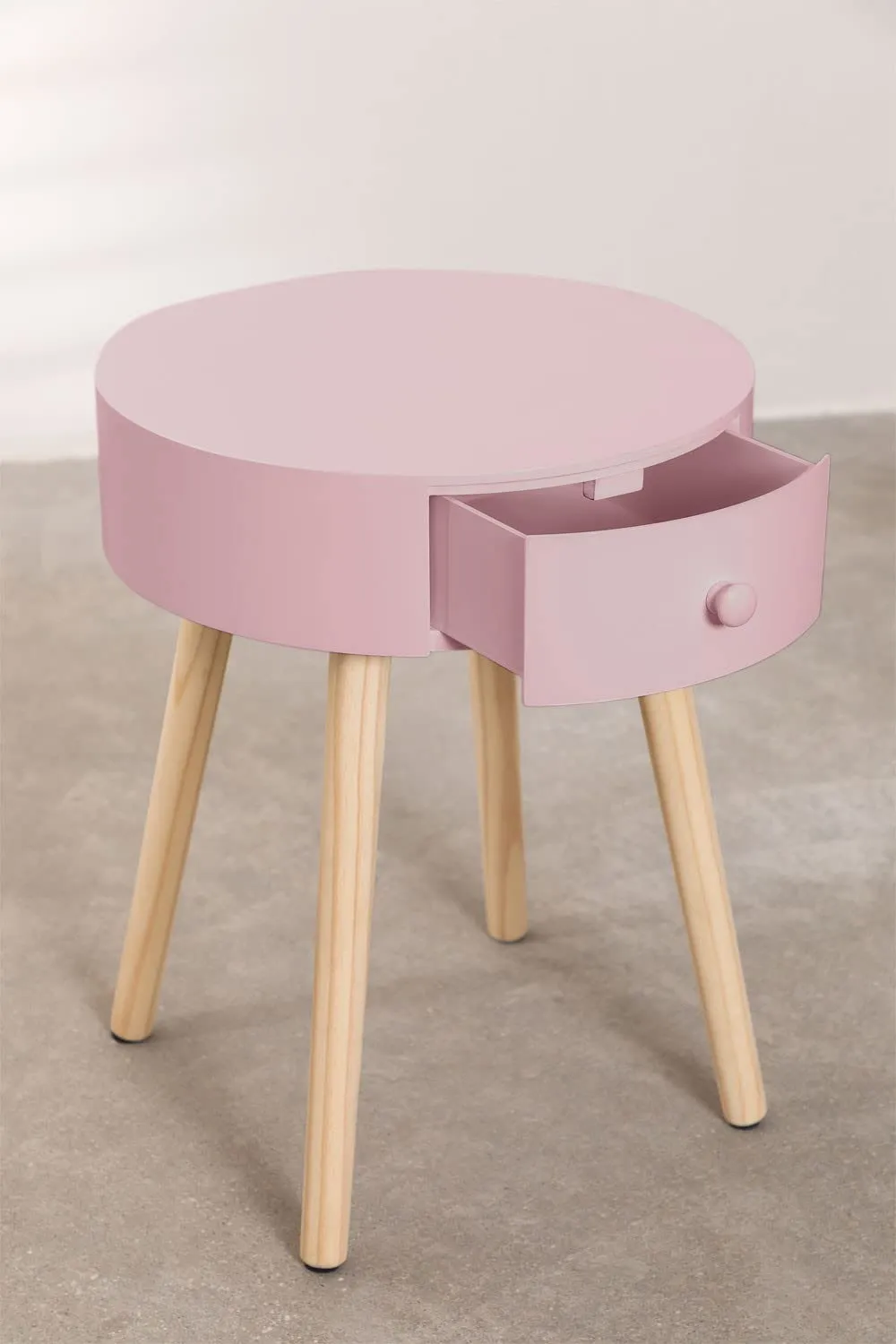 WoodenZone Side Table, Round End Table with Storage, Modern Mid Century Coffee Table,home décor furniture Small Round Side Table for Living Room Bedroom-pink