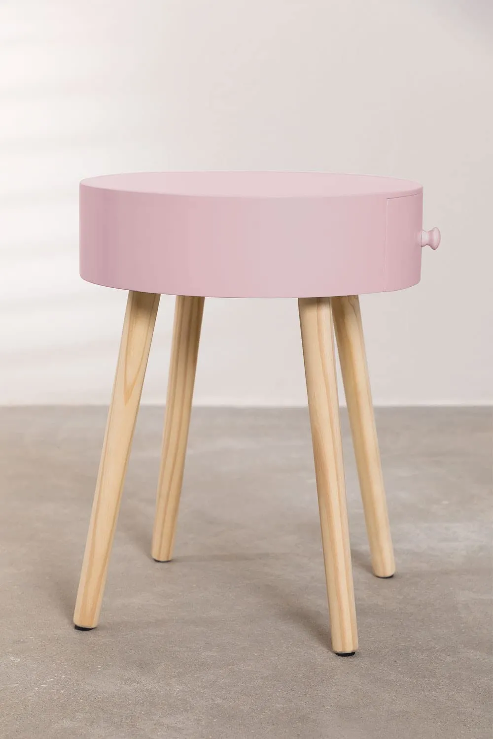 WoodenZone Side Table, Round End Table with Storage, Modern Mid Century Coffee Table,home décor furniture Small Round Side Table for Living Room Bedroom-pink